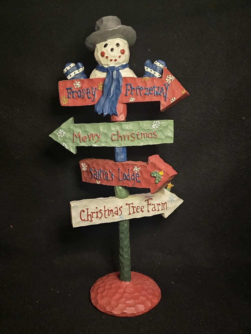 Snowman Holuday Directional Sign Tabletop Decor -